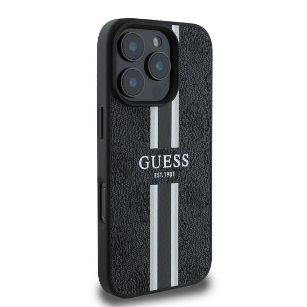 Guess 4G Printed Stripes MagSafe case for iPhone 16 Pro Max - black