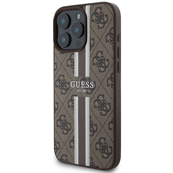 Guess 4G Printed Stripes MagSafe Case for iPhone 16 Pro Max - Brown