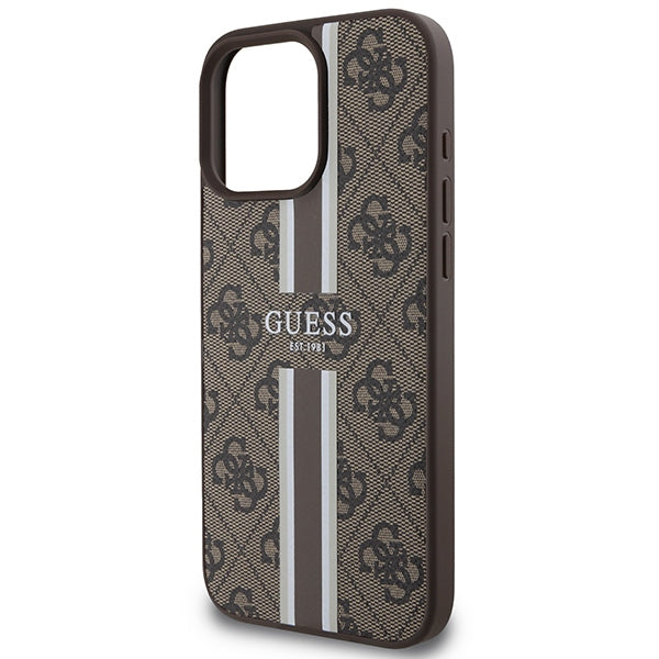 Guess 4G Printed Stripes MagSafe Case for iPhone 16 Pro Max - Brown