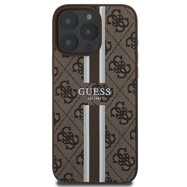 Guess 4G Printed Stripes MagSafe Case for iPhone 16 Pro Max - Brown