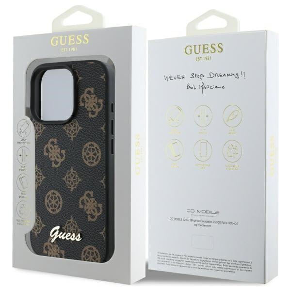 Guess Peony Script MagSafe iPhone 16 Pro Max Case - Black