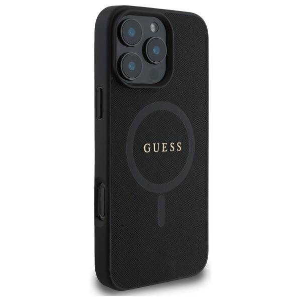 Guess Saffiano Classic Logo MagSafe Case for iPhone 16 Pro Max - Black