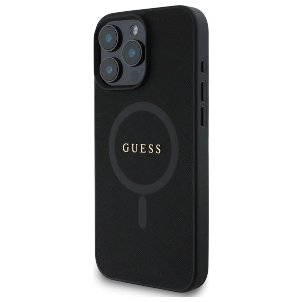 Guess Saffiano Classic Logo MagSafe Case for iPhone 16 Pro Max - Black