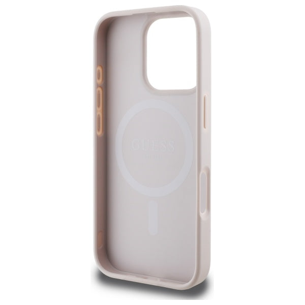 Guess Saffiano Peony Classic Logo MagSafe iPhone 16 Pro Max Case - Pink