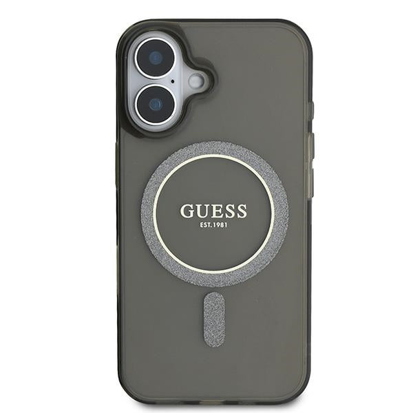 Guess IML Glitter Circle MagSafe case for iPhone 16 - black