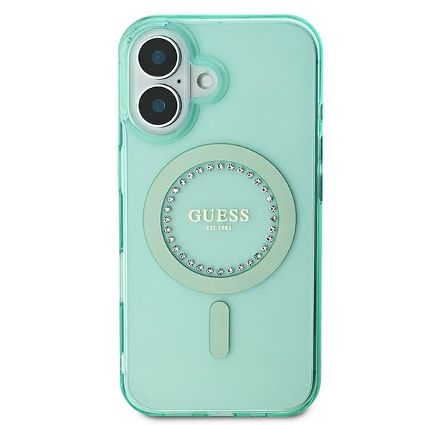 Guess IML Rhinestones MagSafe iPhone 16 Case - Green