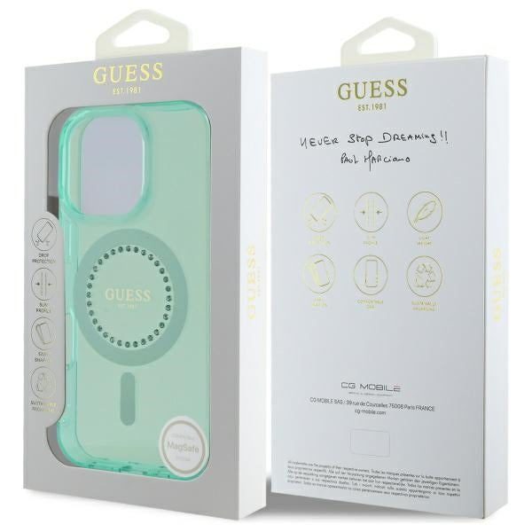 Guess IML Rhinestones MagSafe iPhone 16 Pro Max Case - Green