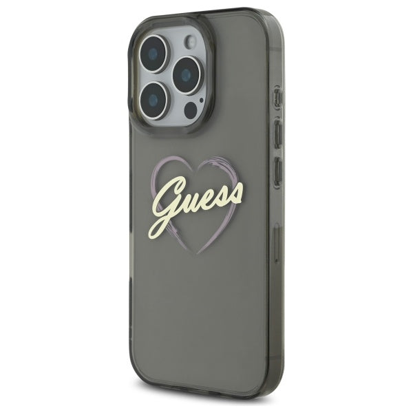 Guess IML Heart Case for iPhone 16 Pro - Black
