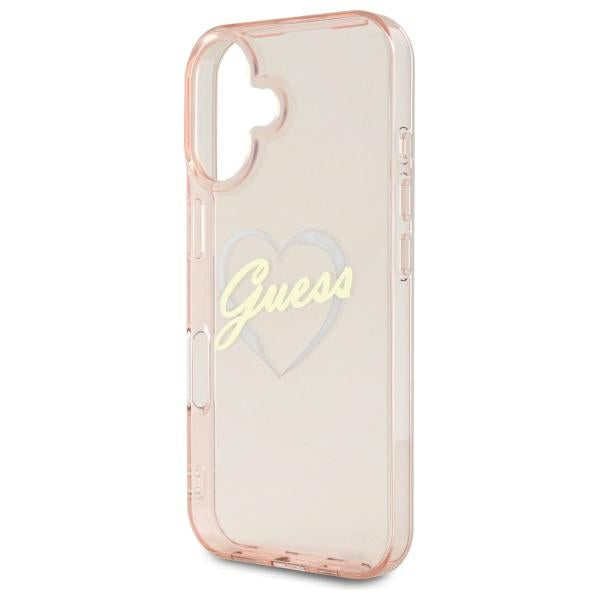Guess IML Heart iPhone 16 Case - Pink