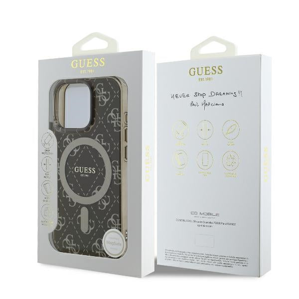 Guess IML 4G Background MagSafe iPhone 16 Pro Case - Brown