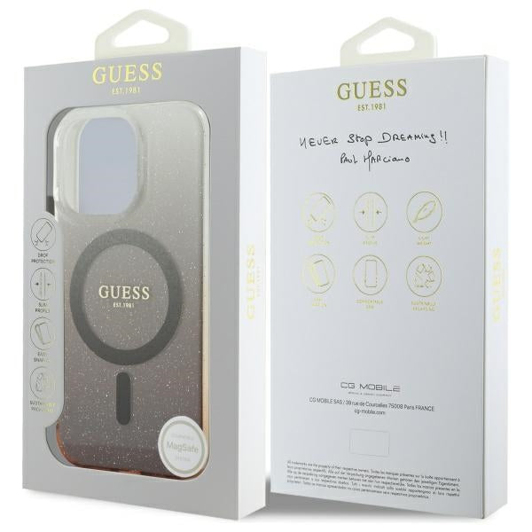 Guess IML Glitter Gradient MagSafe iPhone 16 Pro Case - Brown