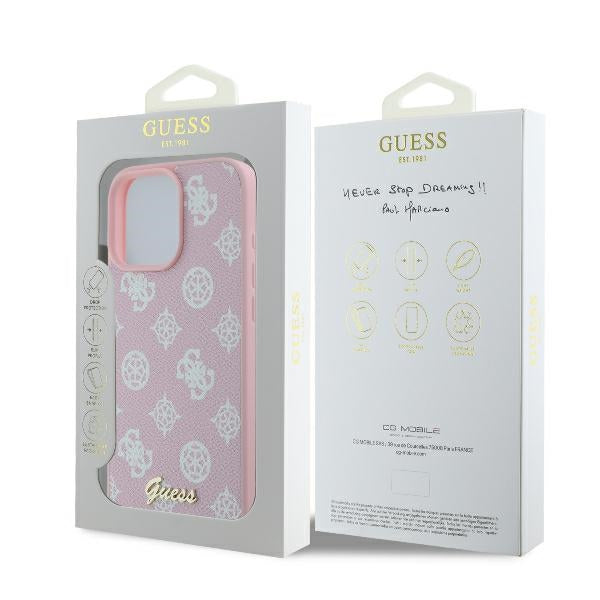Guess Peony Script Logo MagSafe iPhone 16 Pro Case - Pink