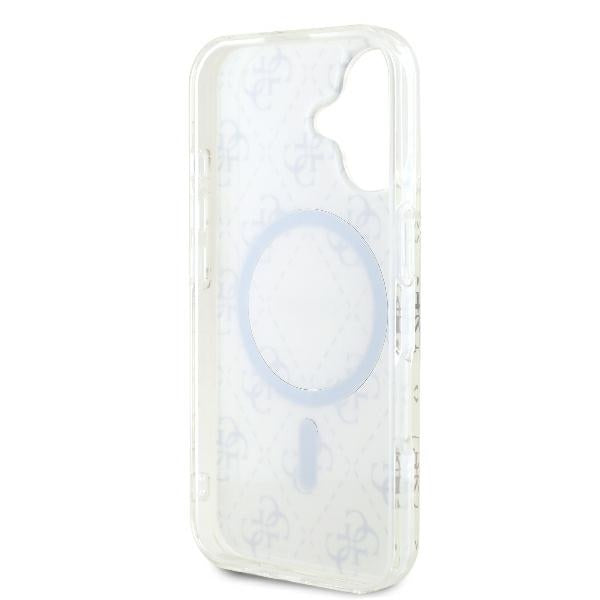Guess IML 4G Background MagSafe Case for iPhone 16 Plus - White