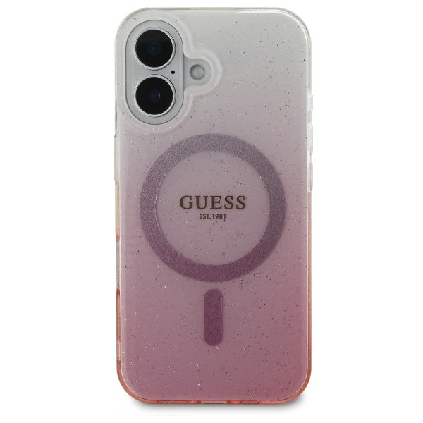Guess IML Glitter Gradient MagSafe iPhone 16 Plus Case - Pink