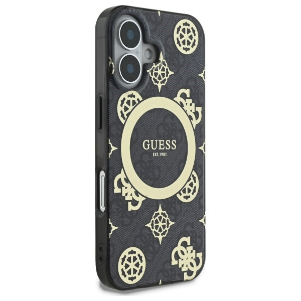 Guess IML Peony On 4G Background MagSafe case for iPhone 16 - black