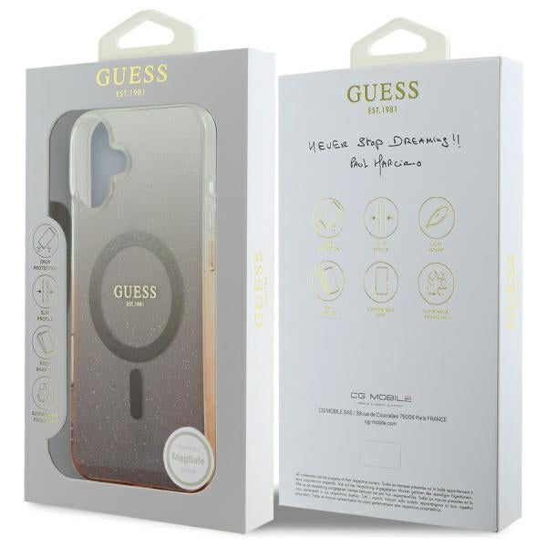 Guess IML Glitter Gradient MagSafe iPhone 16 Case - Brown