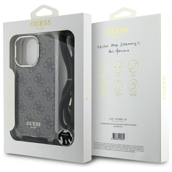 Guess Crossbody Cord 4G Print Case for iPhone 16 Pro - Brown