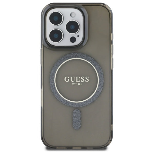 Guess IML Glitter Circle MagSafe case for iPhone 16 Pro - black