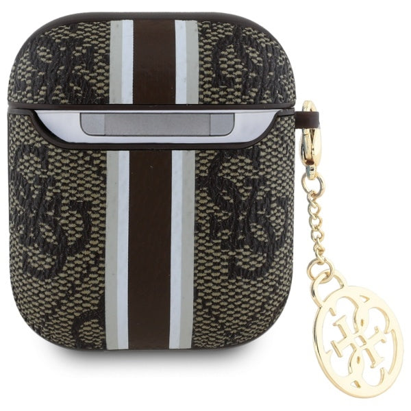 Guess GUA2P4RPSW AirPods 1/2 cover brown/brown 4G Printed Stripes Charm