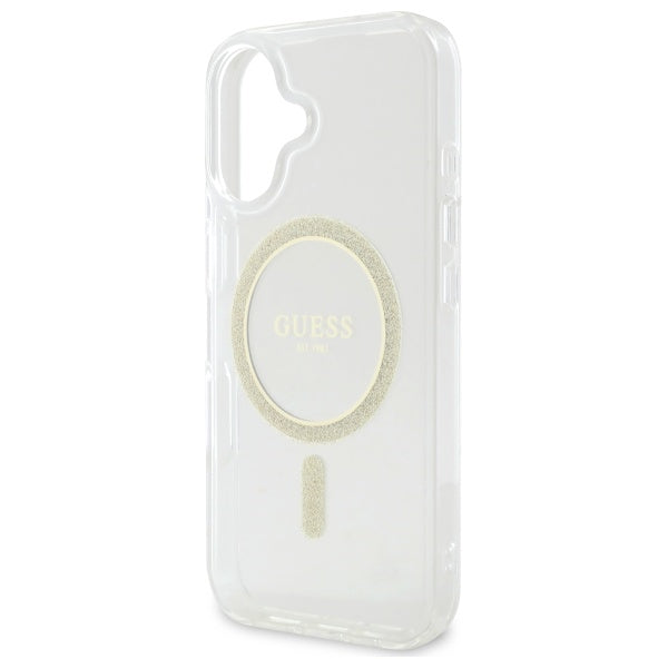Guess GUHMP16MHFGERET iPhone 16 Plus 6.7" transparent hardcase IML Glitter Circle MagSafe