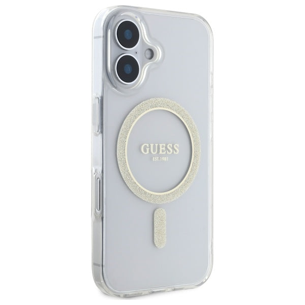 Guess GUHMP16MHFGERET iPhone 16 Plus 6.7" transparent hardcase IML Glitter Circle MagSafe