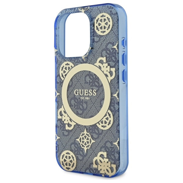 Guess GUHMP16XH4PYEEB iPhone 16 Pro Max 6.9" blue/blue hardcase IML Peony On 4G Background MagSafe