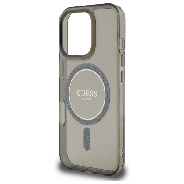 Guess IML Glitter Circle MagSafe case for iPhone 16 Pro Max - black