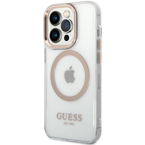 Guess Metal Outline Magsafe case for iPhone 15 / 14 / 13 - gold