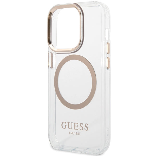 Guess Metal Outline Magsafe iPhone 15 Pro Max Case - Gold