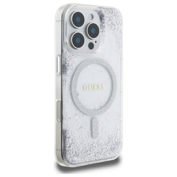 Guess Resin Gradient Glitter MagSafe case for iPhone 16 Pro - silver