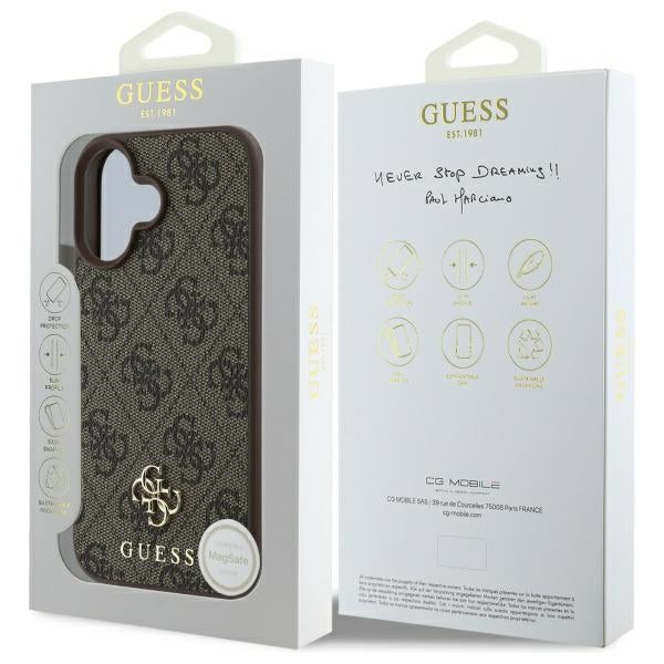 Guess 4G Small Classic MagSafe iPhone 16 Case - Brown