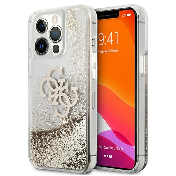 Guess 4G Big Liquid Glitter case for iPhone 13 Pro Max 6.7" - gold