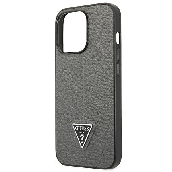 Guess Saffiano Triangle Logo case for iPhone 13 Pro Max 6.7" - silver