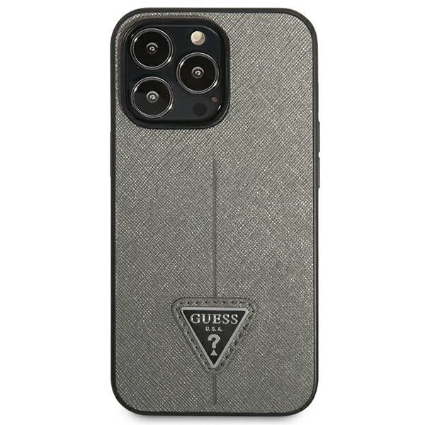 Guess Saffiano Triangle Logo case for iPhone 13 Pro Max 6.7" - silver