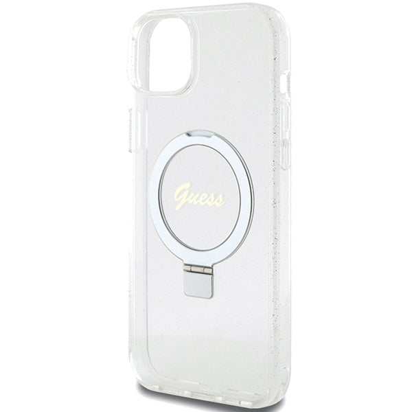 Guess GUHMP15MHRSGSD iPhone 15 Plus / 14 Plus 6.7" transparent/transparent hardcase Ring Stand Script Glitter MagSafe