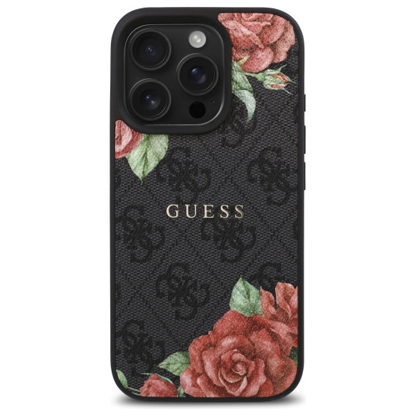 Guess GUHMP16LP4ROPEMCK iPhone 16 Pro 6.3" black/black hardcase 4G Flowers Print MagSafe