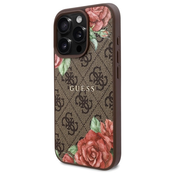 Guess GUHMP16LP4ROPEMCW iPhone 16 Pro 6.3" brown/brown hardcase 4G Flowers Print MagSafe