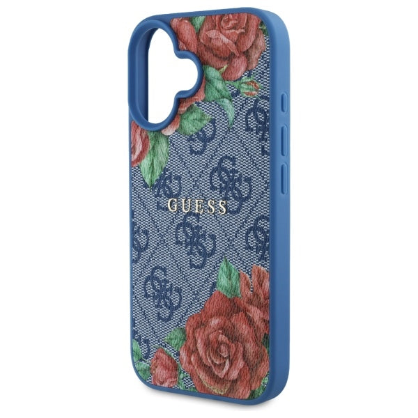 Guess GUHMP16SP4ROPEMCB iPhone 16 6.1" blue/blue hardcase 4G Flowers Print MagSafe
