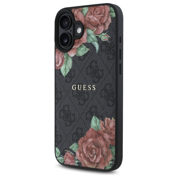 Guess GUHMP16SP4ROPEMCK iPhone 16 6.1" black/black hardcase 4G Flowers Print MagSafe