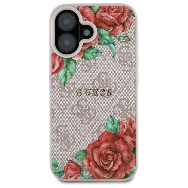 Guess GUHMP16SP4ROPEMCP iPhone 16 6.1" pink/pink hardcase 4G Flowers Print MagSafe