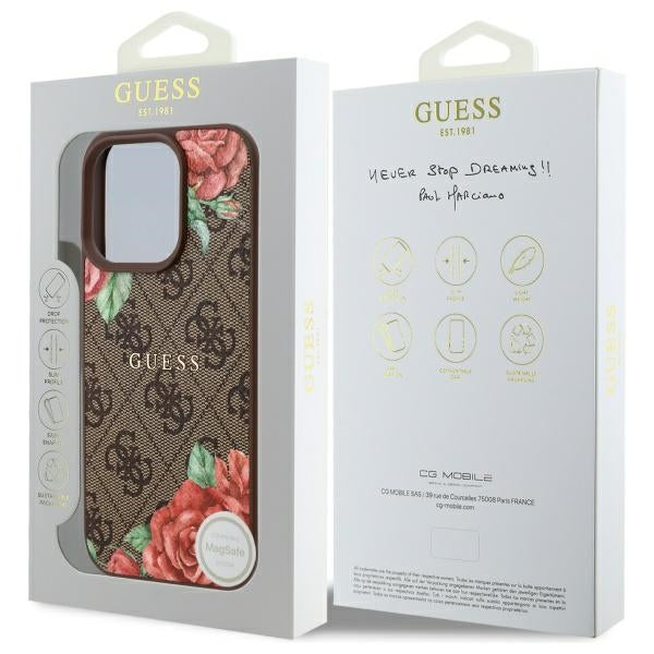 Guess GUHMP16XP4ROPEMCW iPhone 16 Pro Max 6.9" brown/brown hardcase 4G Flowers Print MagSafe