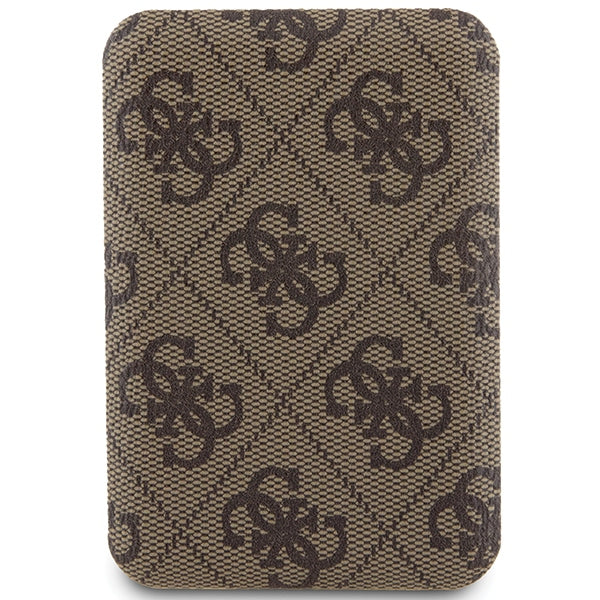 Guess Powerbank inductive 15W GUPB5FP4EMGW 5000mAh brown/brown 4G Leather Metal Logo MagSafe