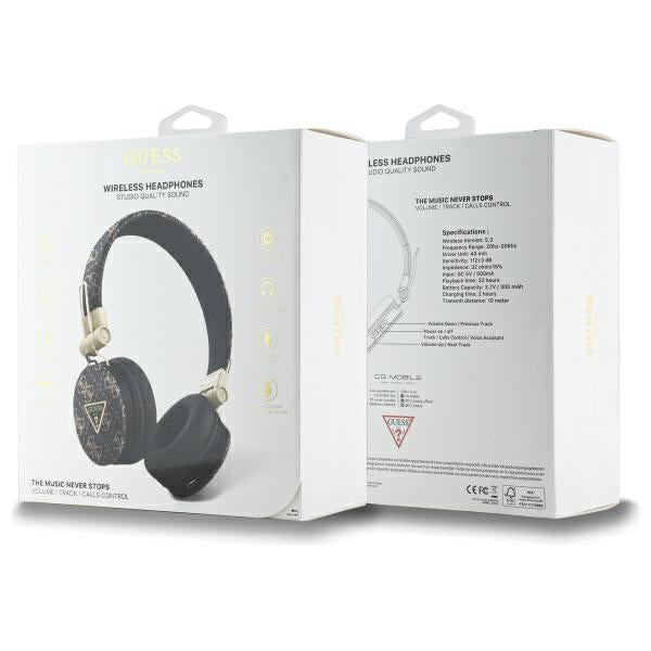 Guess Bluetooth ENC GUBH70E4PTMK on-ear headphones black/black 4G Triangle Round Shape