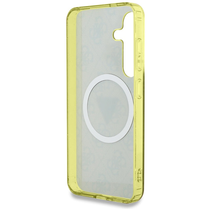 Guess 4G Glitter Triangle Buttons MagSafe Case for Samsung Galaxy S25 Brown