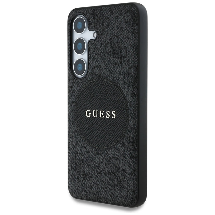 Guess 4G Round Patch Classic Logo MagSafe case for Samsung Galaxy S25 black