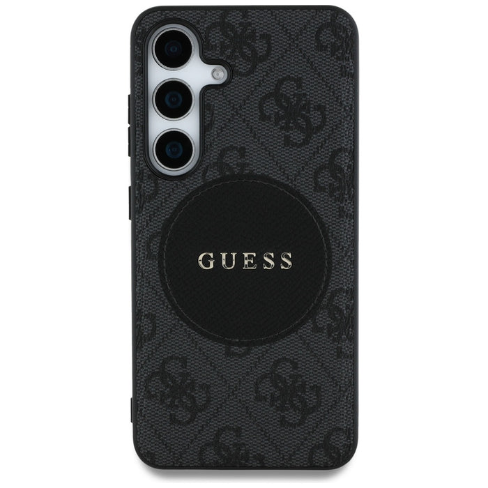 Guess 4G Round Patch Classic Logo MagSafe case for Samsung Galaxy S25 black