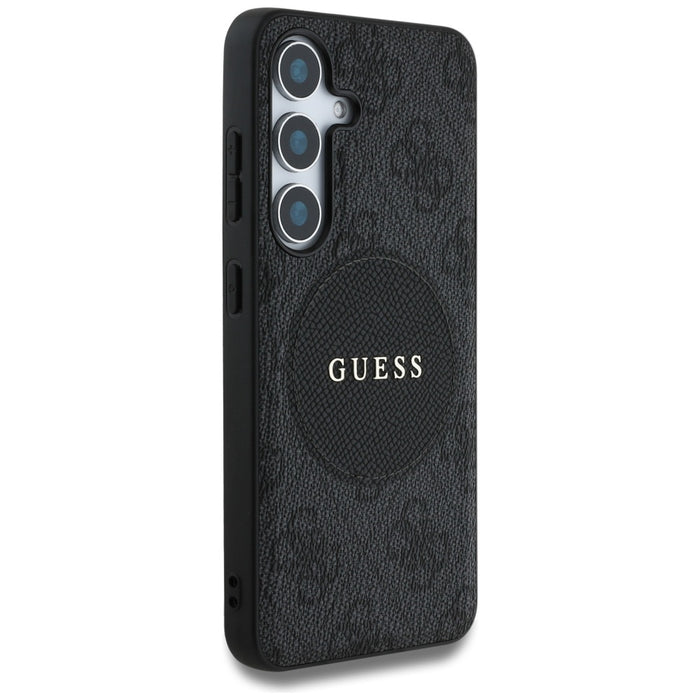 Guess 4G Round Patch Classic Logo MagSafe case for Samsung Galaxy S25 black