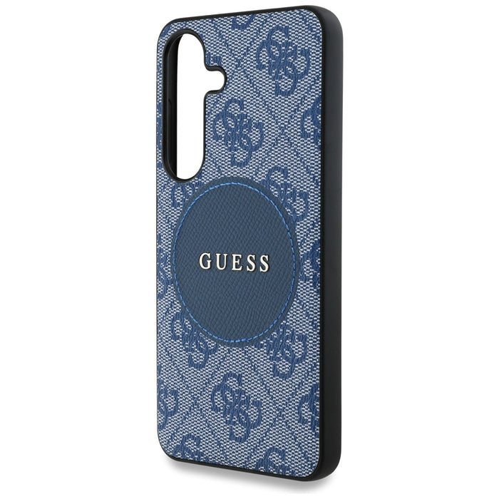 Guess 4G Round Patch Classic Logo MagSafe case for Samsung Galaxy S25 blue