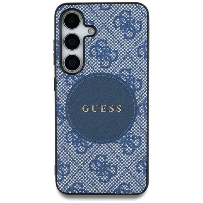 Guess 4G Round Patch Classic Logo MagSafe case for Samsung Galaxy S25 Plus blue