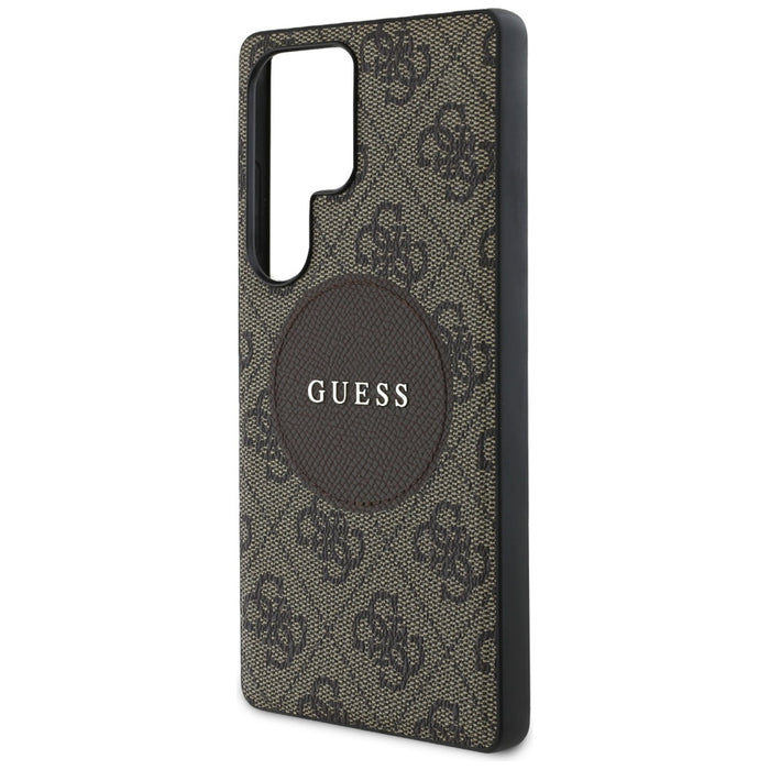 Guess 4G Round Patch Classic Logo MagSafe Case for Samsung Galaxy S25 Ultra Brown